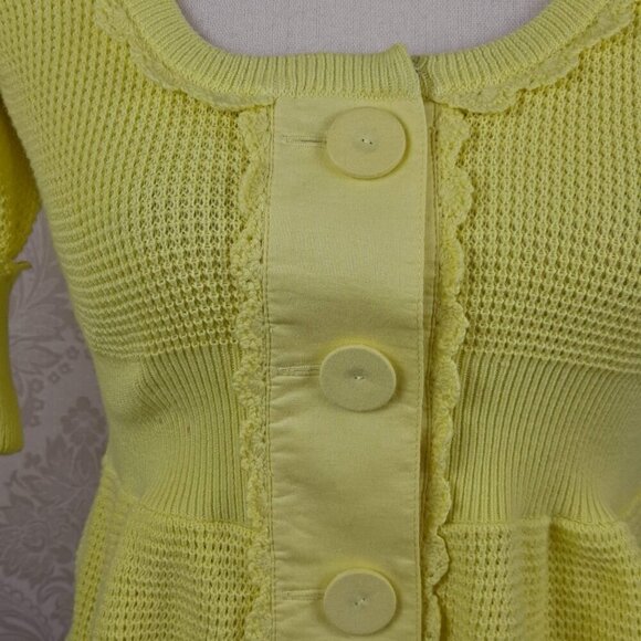 Anthropologie Knitted & Knotted Size Small Yellow Button Front Peplum Top NWOT - Picture 4 of 16